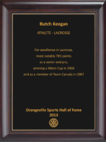 Butch Keegan 2013 Hall of Fame Plaque