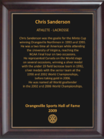 Chris Sanderson 2009 Hall of Fame Plaque