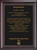 Doug Harkness 2012 Hall of Fame Plaque