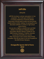 Jeff Ellis 2010 Hall of Fame Plaque