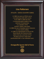 Lisa Patterson 2009 Hall of Fame Plaque